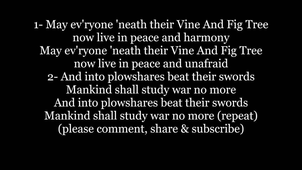 VINE AND FIG TREE May Ev'ryone Lyrics Word text trending Israeli Jewish Hebrew sing along song music