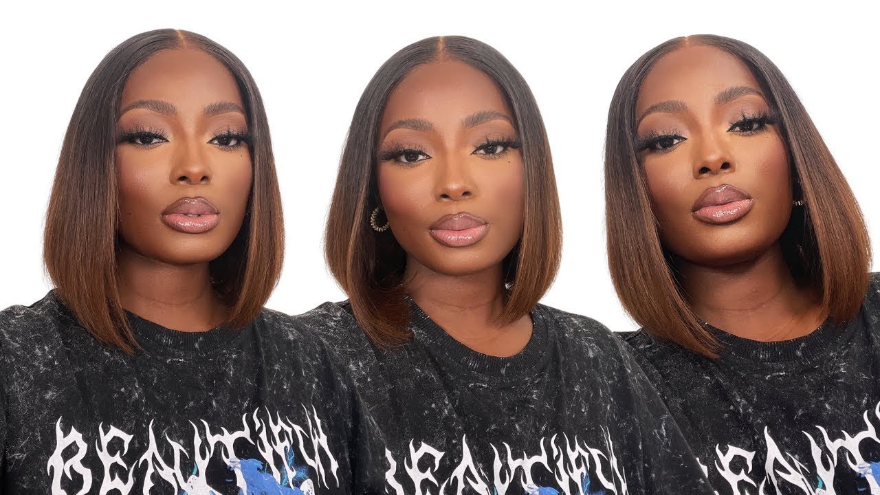 THE VERY DETAILED GLUELESS WIG INSTALL | 10 INCH OMBRE BROWN BOB WIG FT MYFIRSTWIG