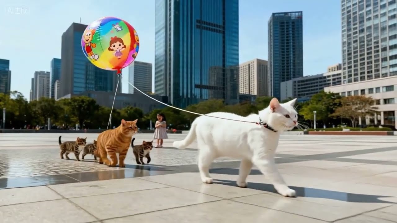 HERO CAT Climbs Giant Tree to Rescue a Child's Stuck Balloon! 😱🎈 #cat