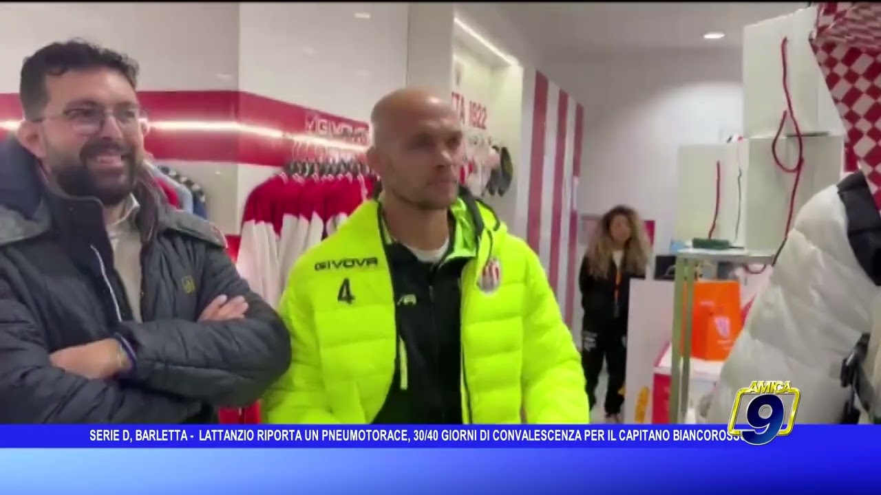 Serie D - Barletta: Lattanzio riporta un pneumotorace, 30/40 giorni di convalescenza per il capitano