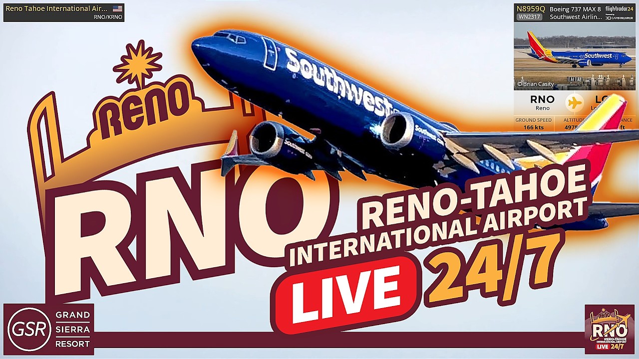 🔴 LIVE 24/7 Reno-Tahoe International Airport Plane Spotting - Grand Sierra Resort