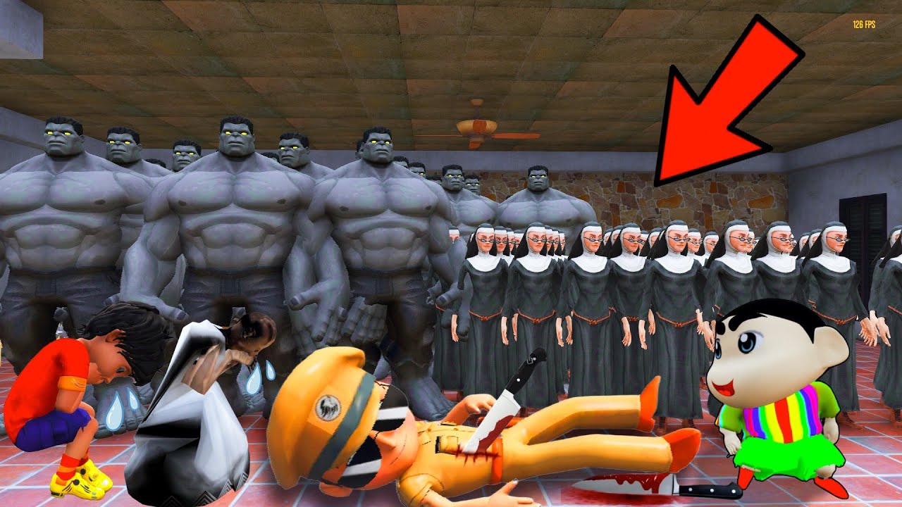 Little Singham Shinchan & Granny Escape From 1000 Evil Nun & Hulk Attack In GTA 5 || GTA 5 Gameplay