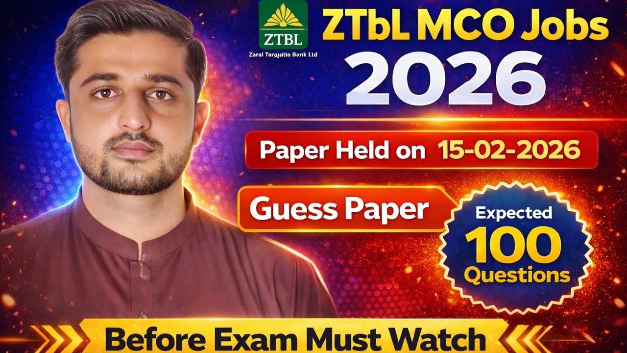 ZTBL OG III Test prepration|Paper held on 15-02-2026|Guess Paper Expected 100 Questions 