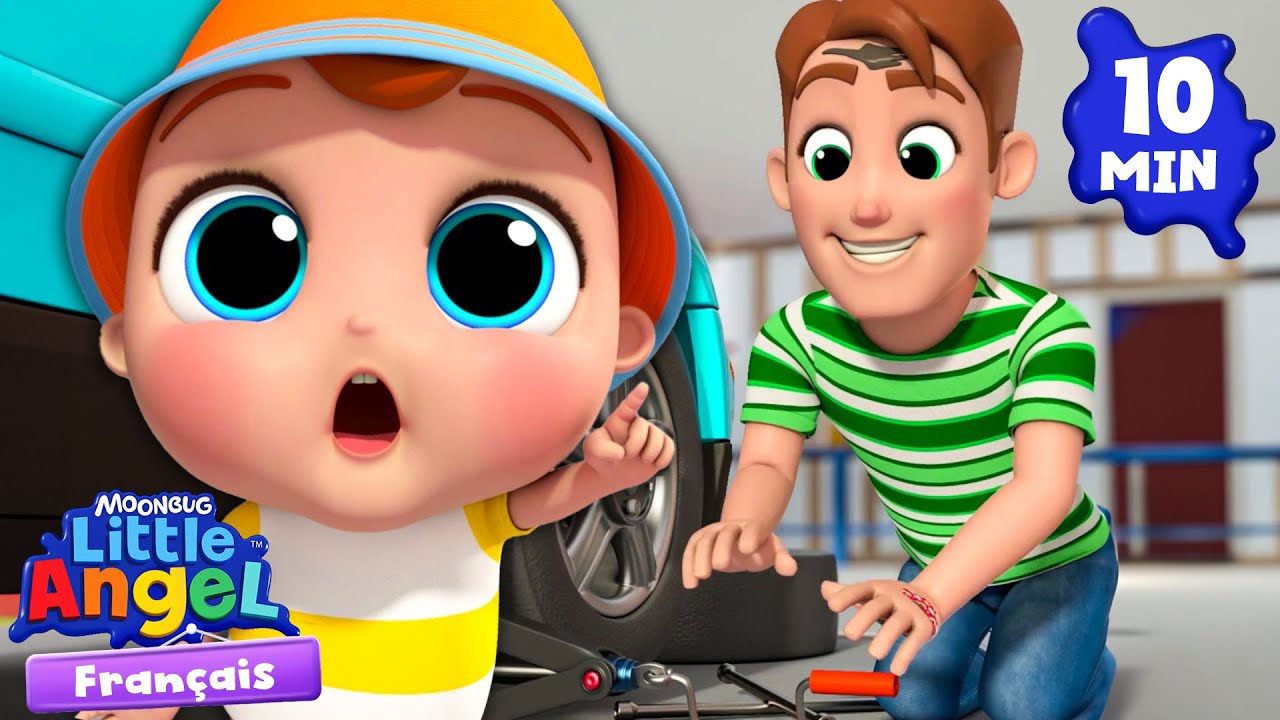 Réparons et lavons la voiture avec Papa | Little Angel | Chanson + Comptines du Monde