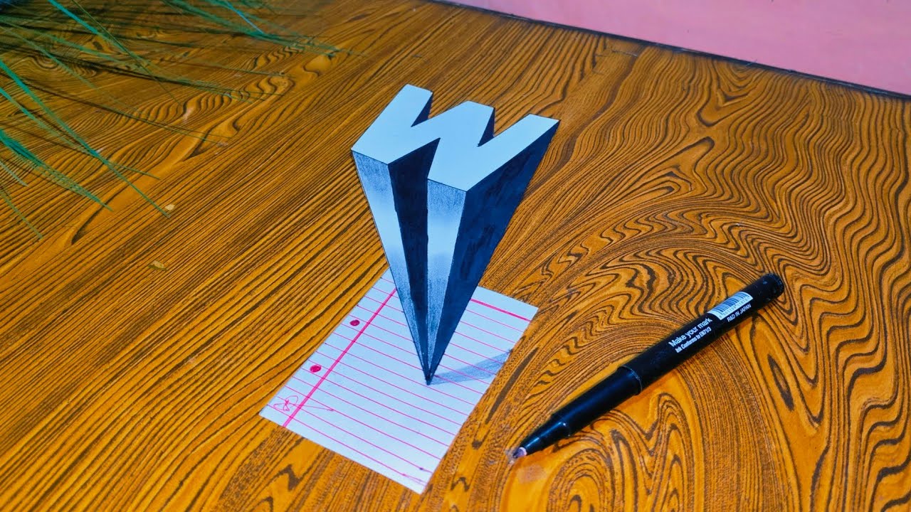 3D drawing 🤯 M letter 3D Art Deep effect on paper 📜 3D video 3D illusion #video #drawing #art 