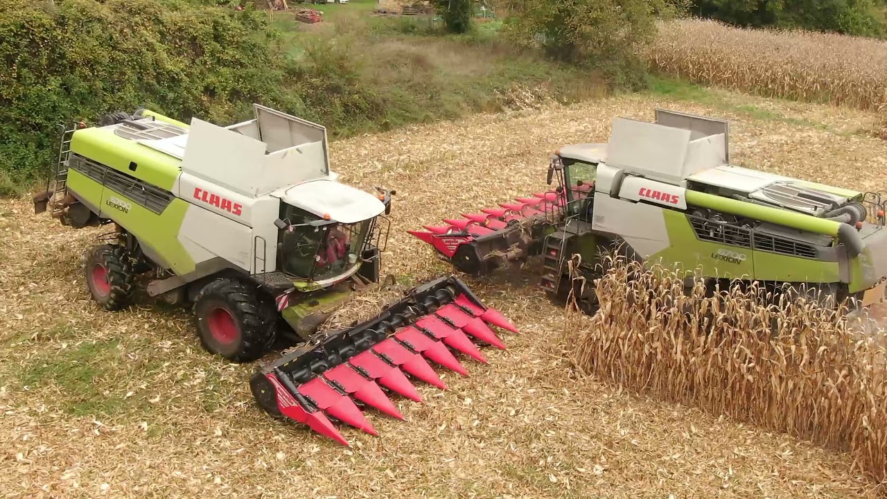 Doublé  lexion 6700 à la récolte du maïs 🌽18 rangs sur la même parcelle
