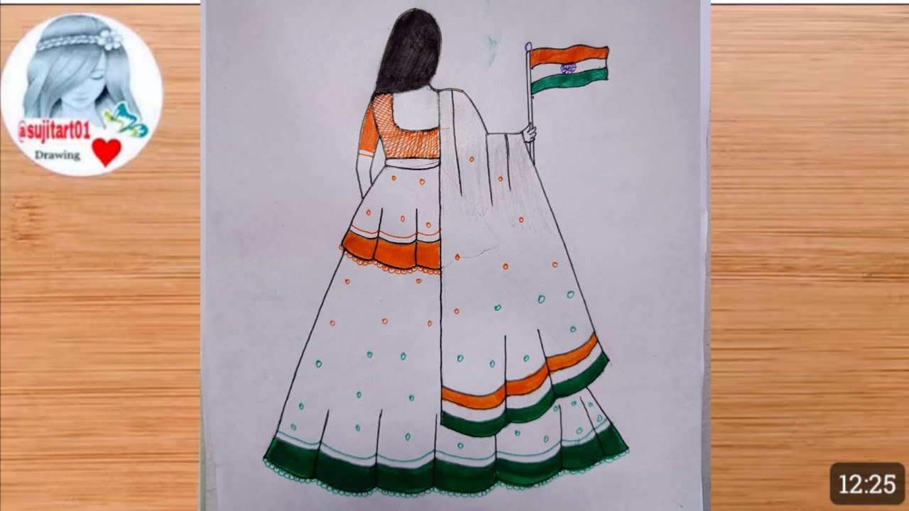 How to draw girl back side in lahenga for step by step 15 august ke liye drowning video sketch dubai