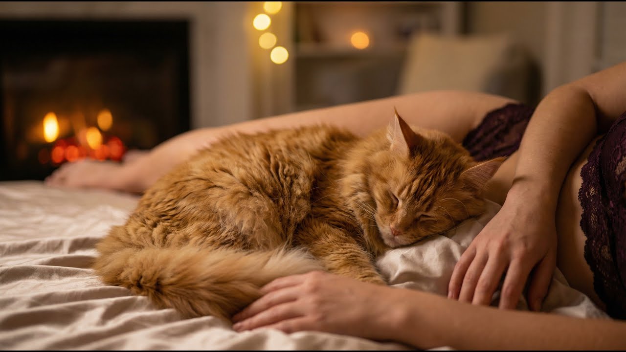 Cozy Cat Purring ASMR: Relax by the Fireplace 🌟🐾