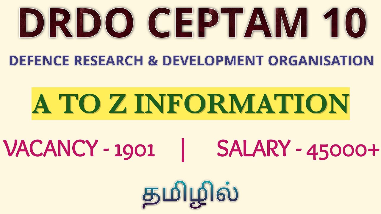 DRDO CEPTAM 10 Recruitment Notification 2022 - A to Z Information in Tamil