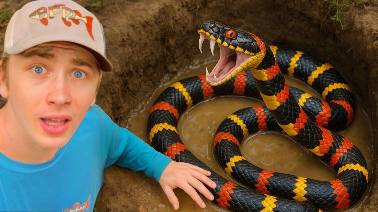 Encontrei cobras venenosas presas em um buraco de lama!