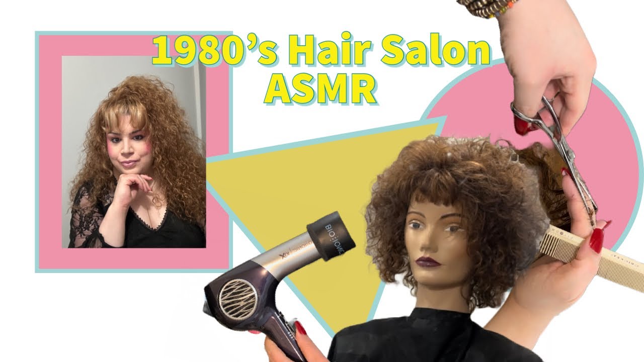 ASMR 1980’s Hair Salon Roleplay | Real Hair cutting | Hair dryer sounds | Styling permed hair |