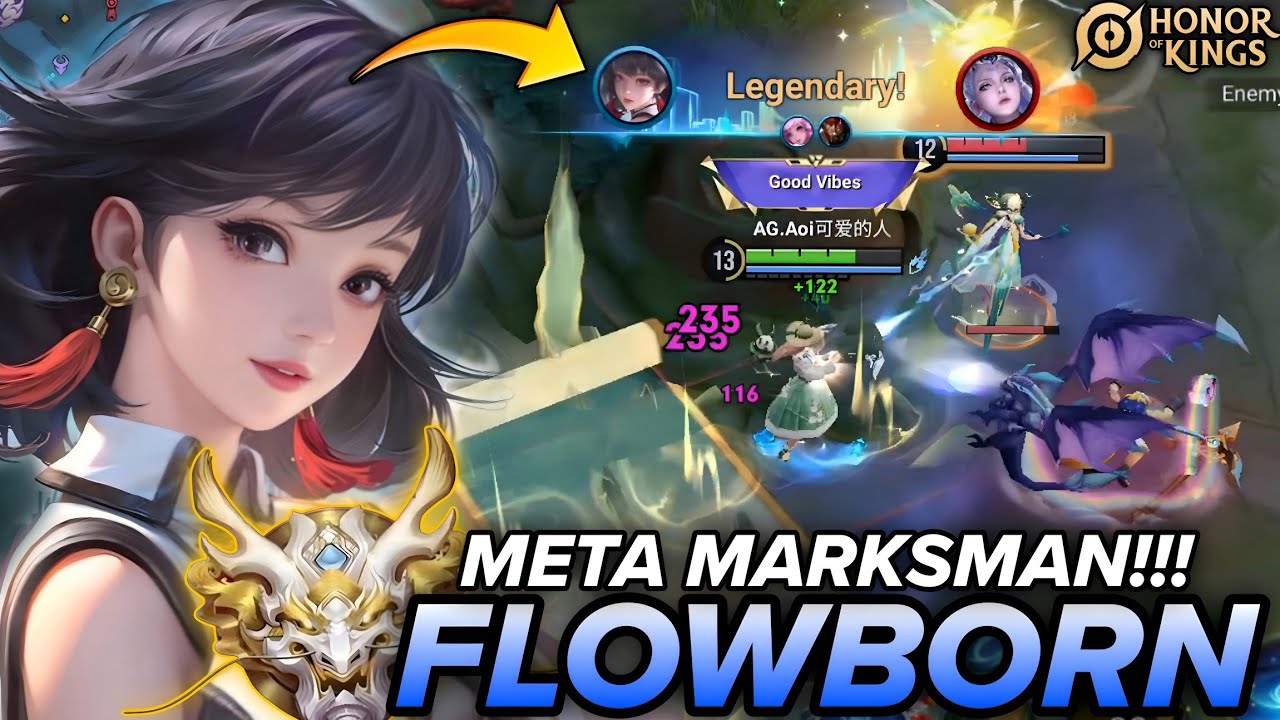 FLOWBORN META MARKSMAN!!! INSANE DAMAGE | HONOR OF KINGS MYTHIC RANK GAMEPLAY