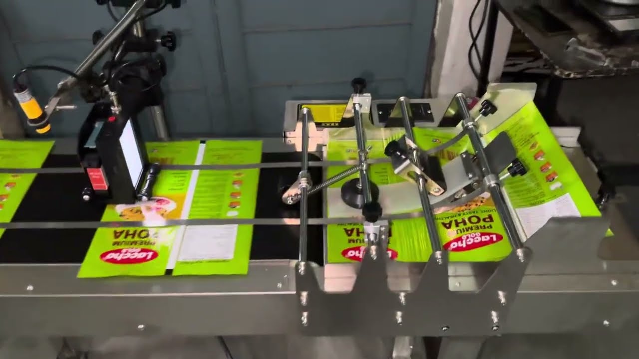 Inkjet Printer with Stacker Conveyor | Automatic Pouch Printing & Packing Solution 