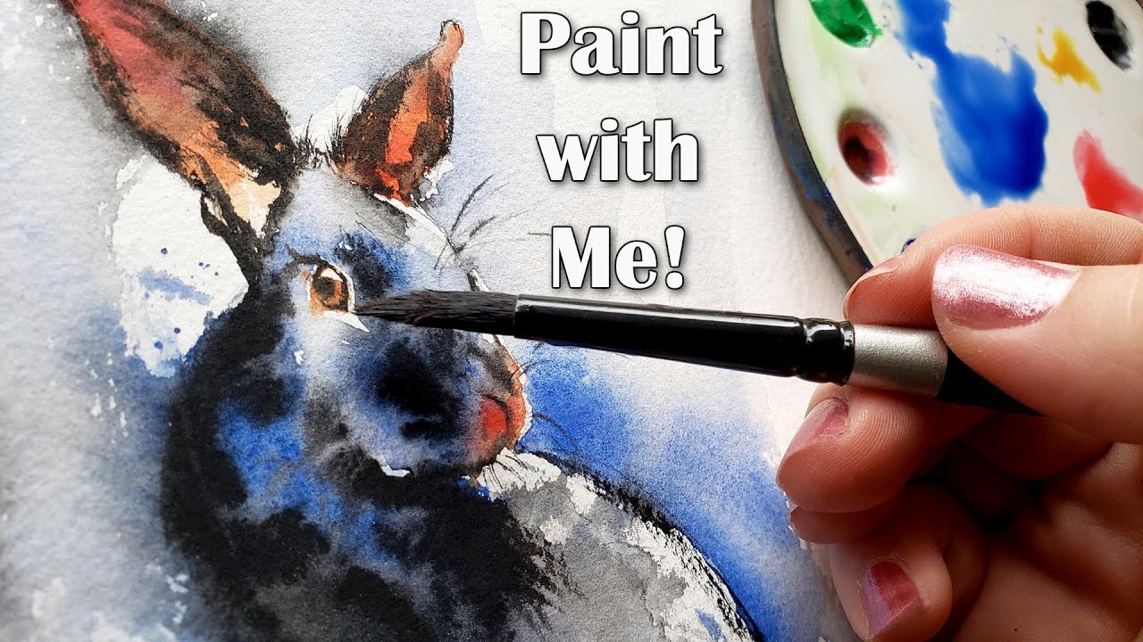 Be BOLD with Watercolor - Real Time Tutorial from Start to Finish - Quick Black Bunny Study