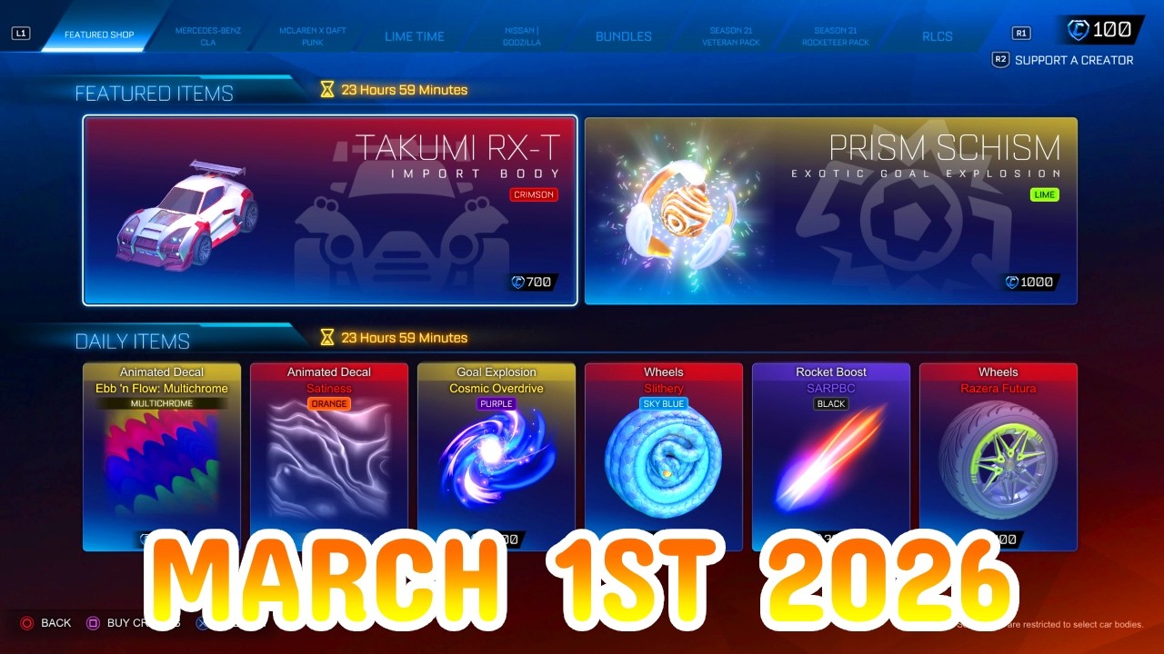 Rocket League ITEM SHOP Daily #464 (1st March 2026)
