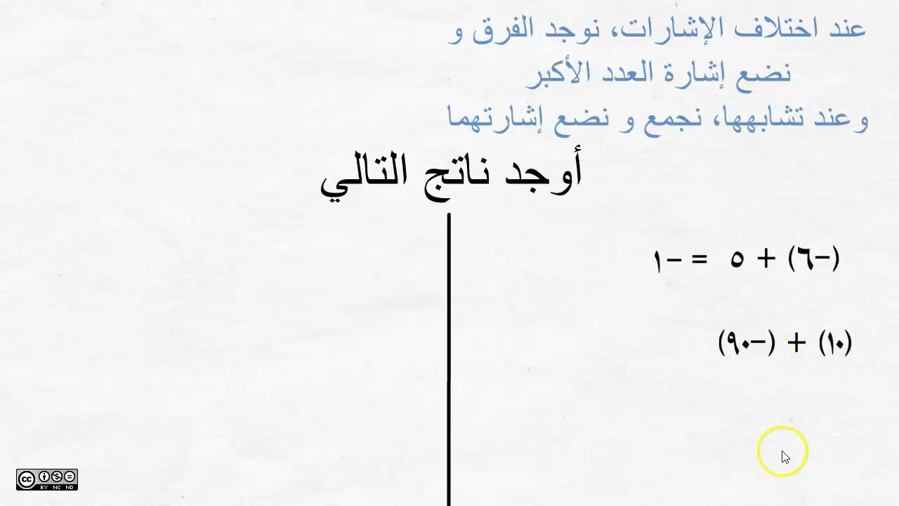 جمع الأعداد الصحيحة / الصف أول إعدادي