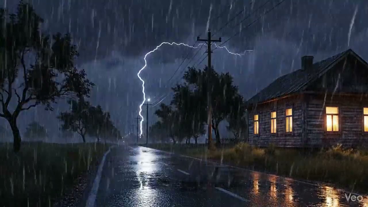 Heavy Rain and Thunder on Window 🌧️ Cozy Storm Sounds for Sleeping & Relaxing