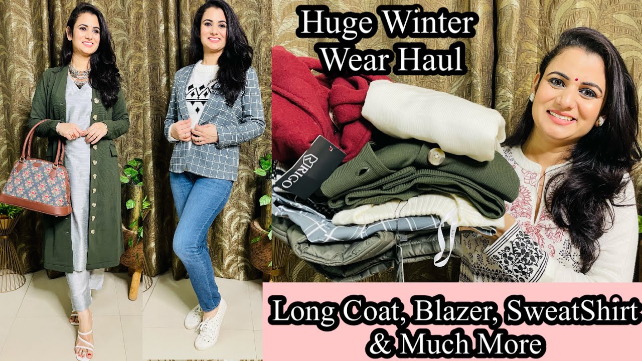 Huge Winter Wear Haul👗Long Coat, Jacket, High Neck Woolen Top, Blazer, Sweatshirt Haul