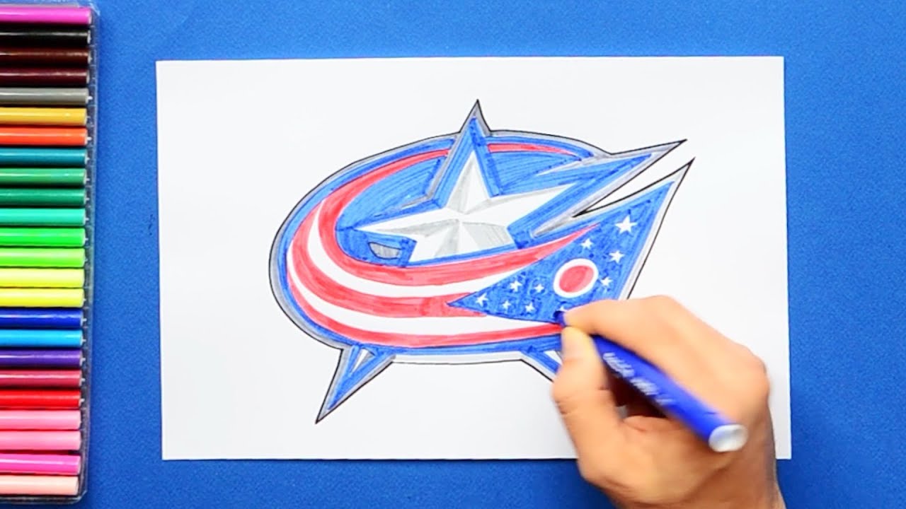 How to draw the Columbus Blue Jackets Logo (NHL Team)