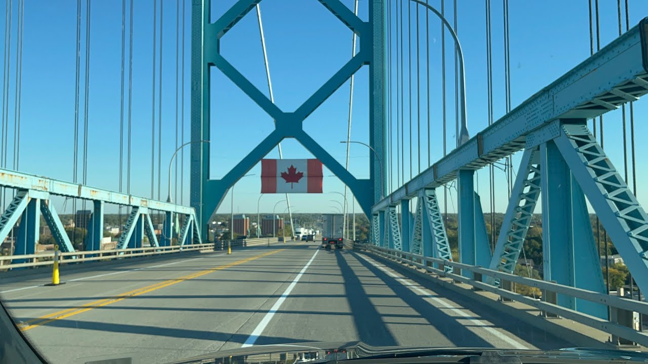 سافرت ولاية ميشيغان الى اونتاريو 🇺🇸 (عبور الحدود من امريكا الى كندا🇨🇦) فوق جسر ديترويت Ambassador