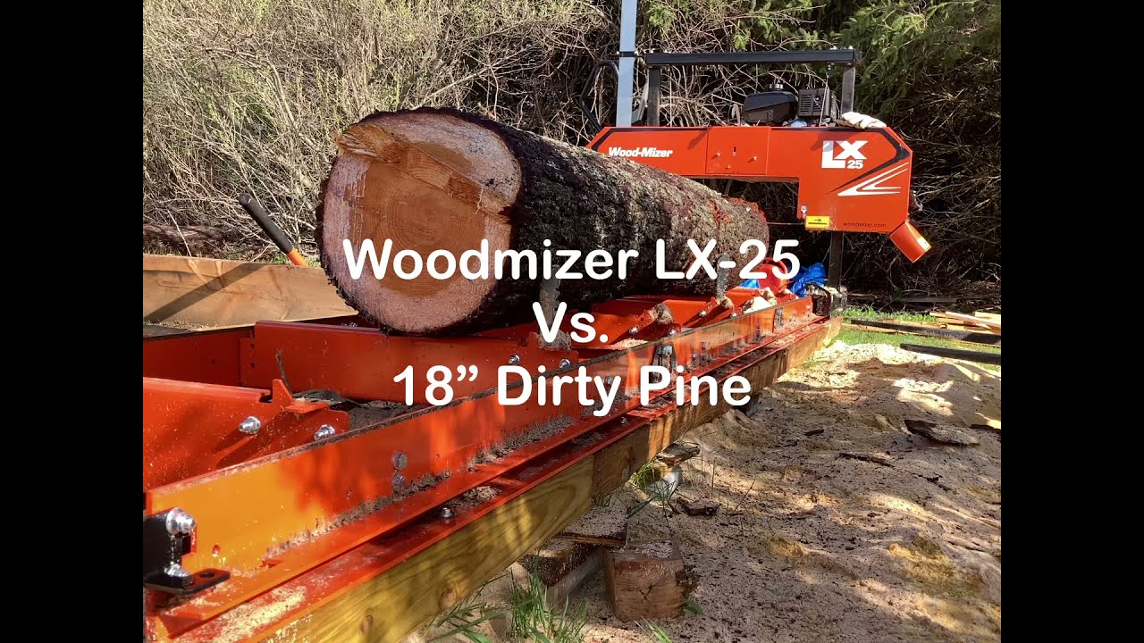 Woodmizer LX-25 vs 18” Dirty Pine, Beginner Sawyer making Beams