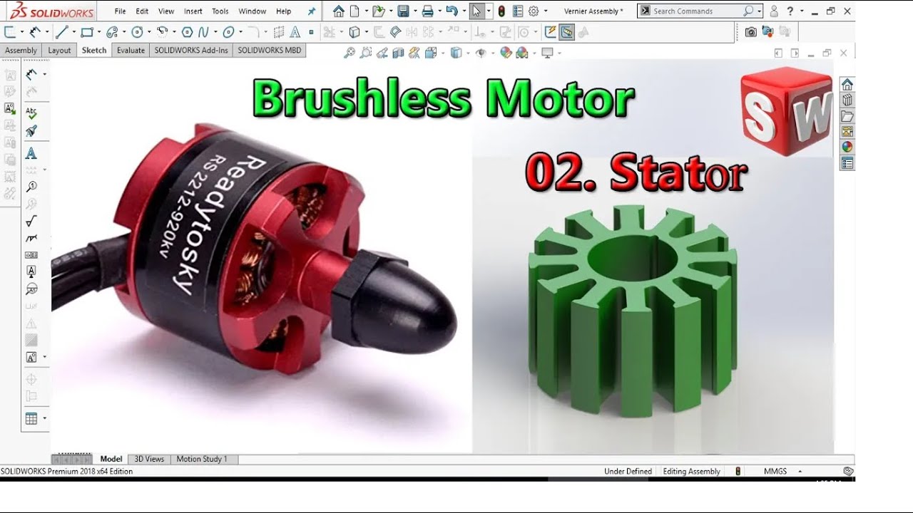 Solidworks Tutorial HP -02. Stator - Brushless Motor 2212 920 kv