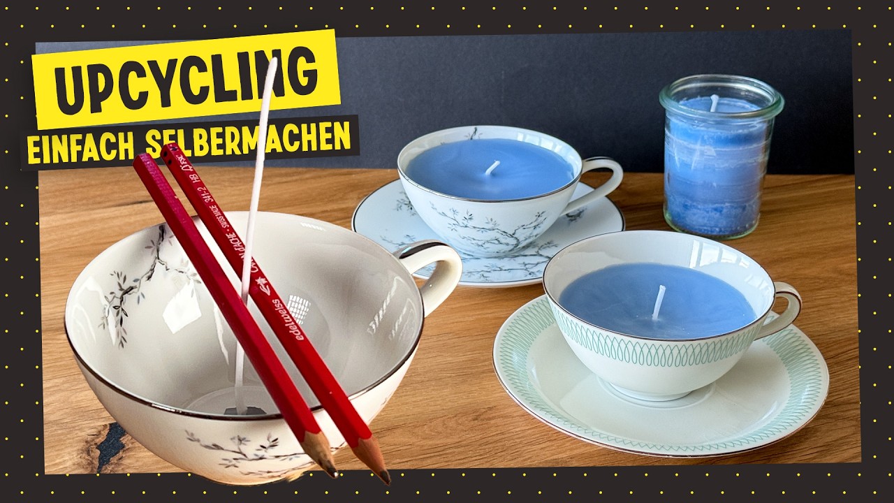 Aus Wachsresten Kerzen in alte Gläser und Tassen giessen (ohne Giess-Set!)