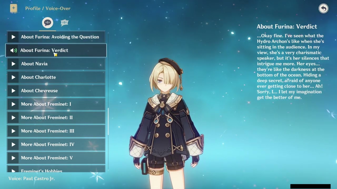 FREMINET ALL VOICE LINES (ENGLISH)