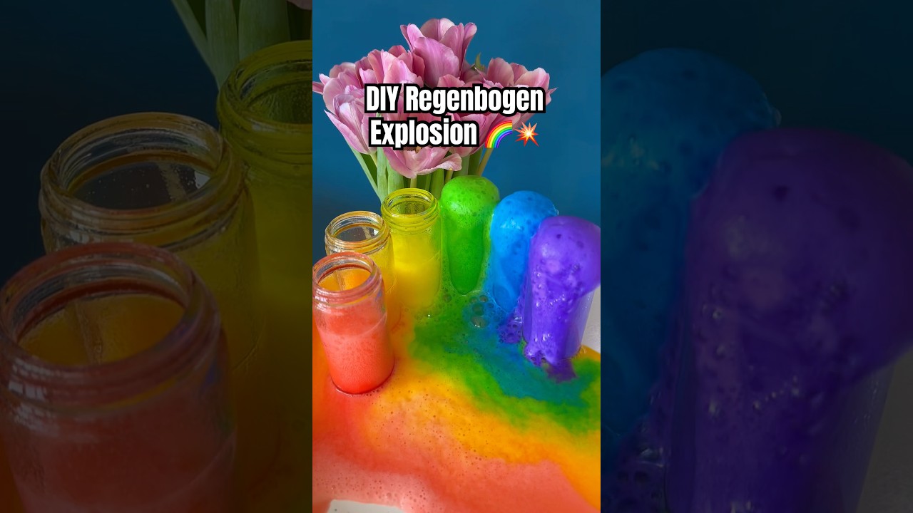 Experiment Regenbogen Explosion #experiment #funforkids #kindergarten #kidsactivities #diy #forkids