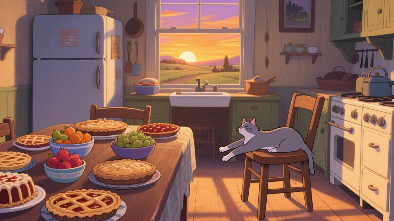 A Cozy 1930s Kitchen at Dusk — Another Room Where Warm Shadows Gather Softly