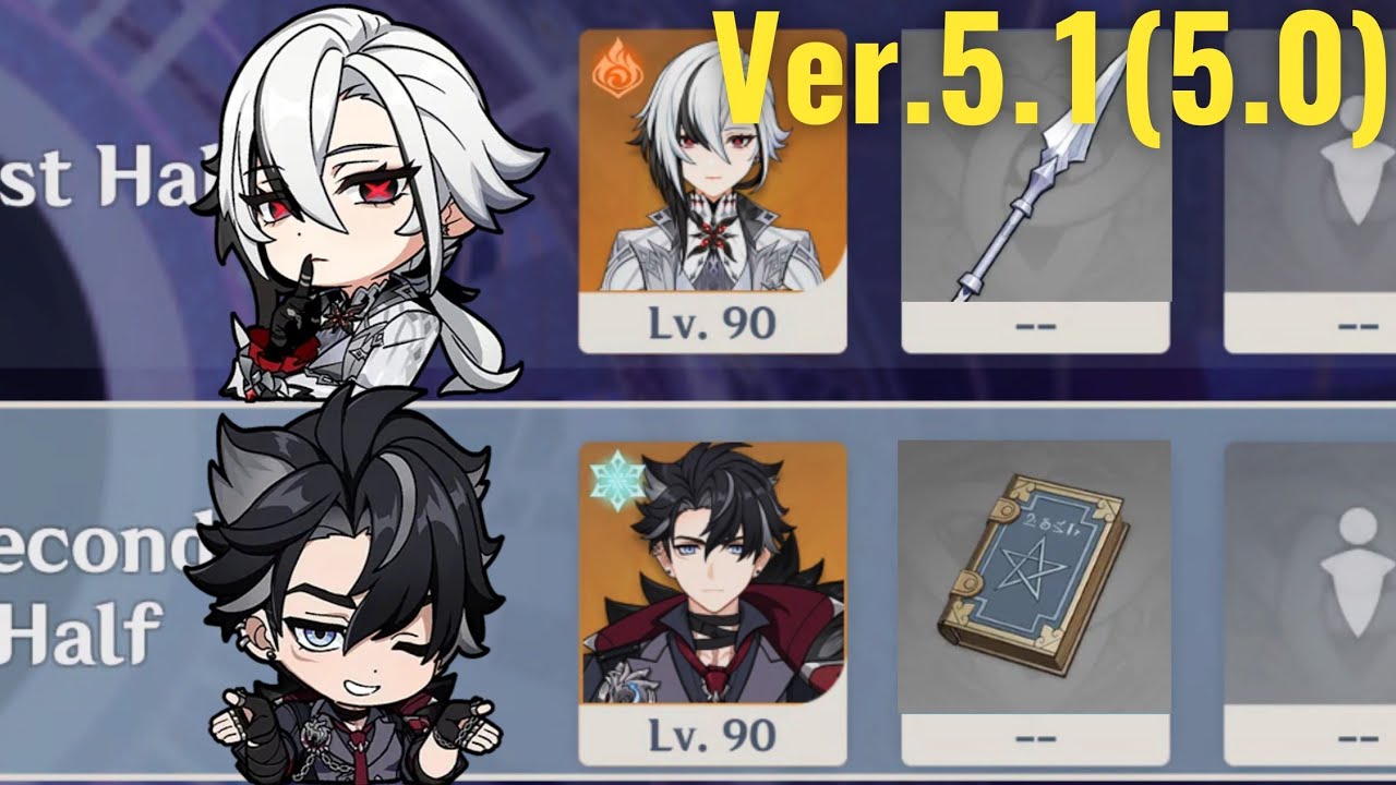【原神】Ver.5.1(5.0) 召使とリオセスリに星1武器装備で螺旋12層 / Ver.5.1(5.0) Spiral Abyss Floor 12 Arlecchino ＆ Wriothesley