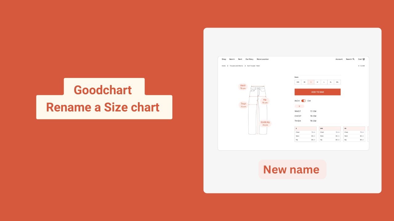 Goodchart ; How to rename a Size chart