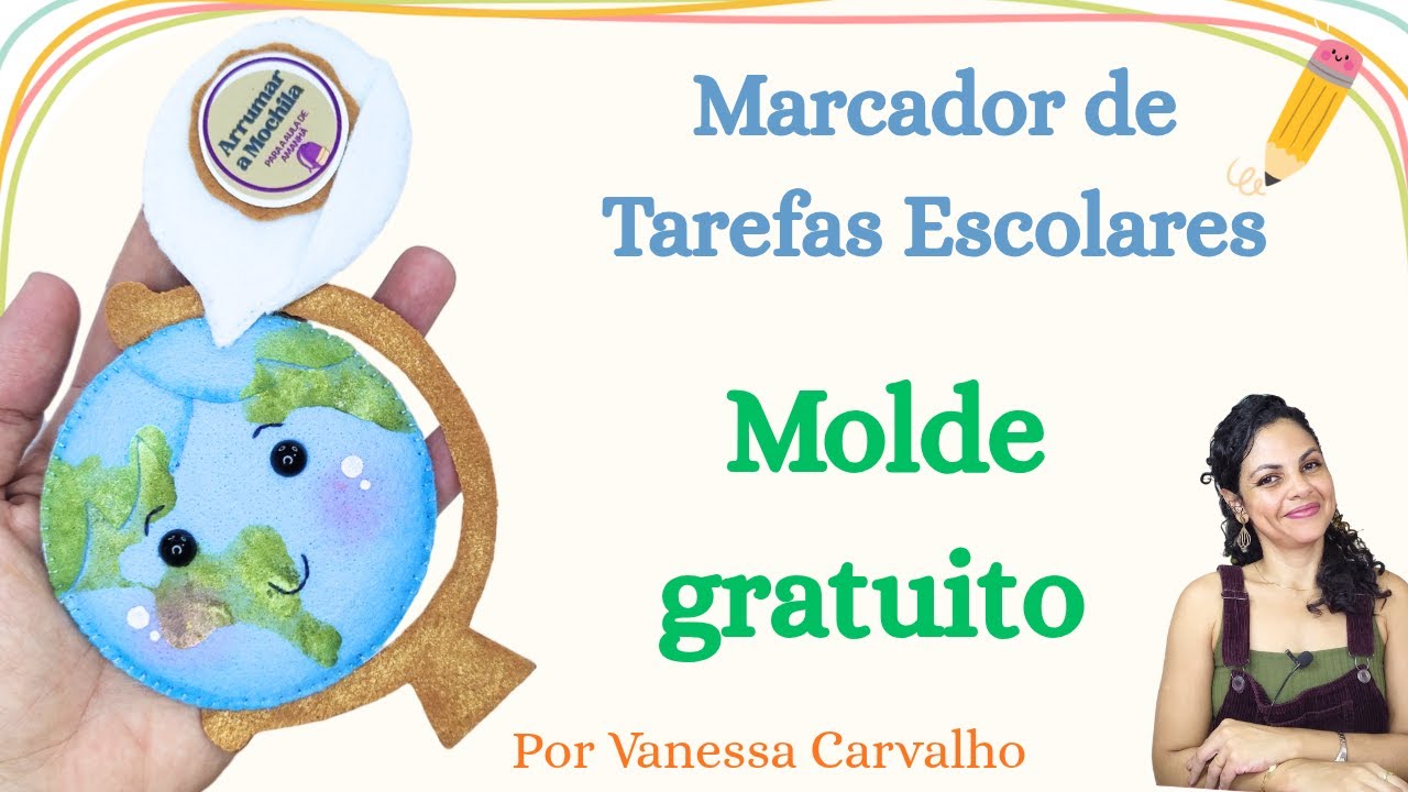 MOLDE GRATUITO Globo Terrestre 2D em feltro - marcador de tarefas escolares
