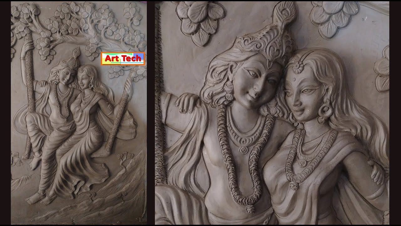 Radha krishna Clay Mural Making Process | Art Tech