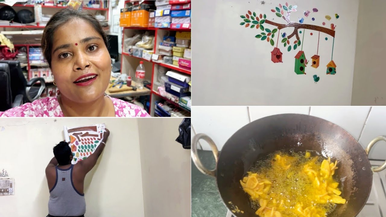 Husband leke aye wall sticker 🏝 mai banaye alu pyaj de pakode 😋