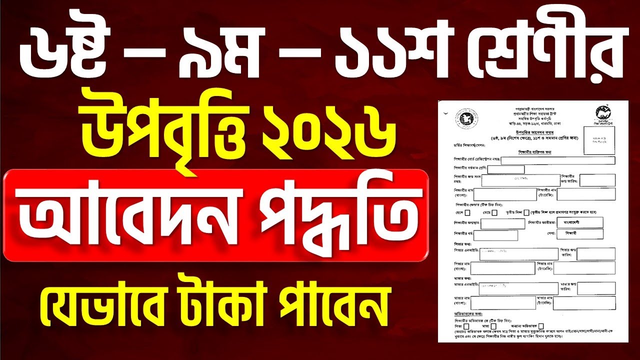 ৬ষ্ঠ, ৯ম ও ১১শ শ্রেণীর উপবৃত্তির আবেদন নিয়ম | Upobritti Apply Online 2026