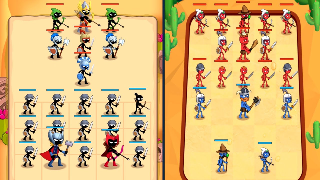 Stickman Merge Master Battle - Blue Stickman Army vs Red Stickman Army, Dual Gameplay