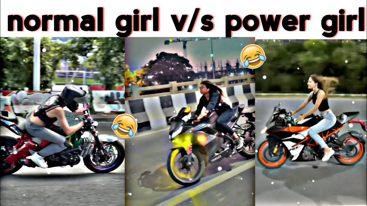 normal girl v/s power girl 🔥👏😍 #viral #bike #shorts #yt shorts #bike rider #ktm #ktm Duke 390 #bike