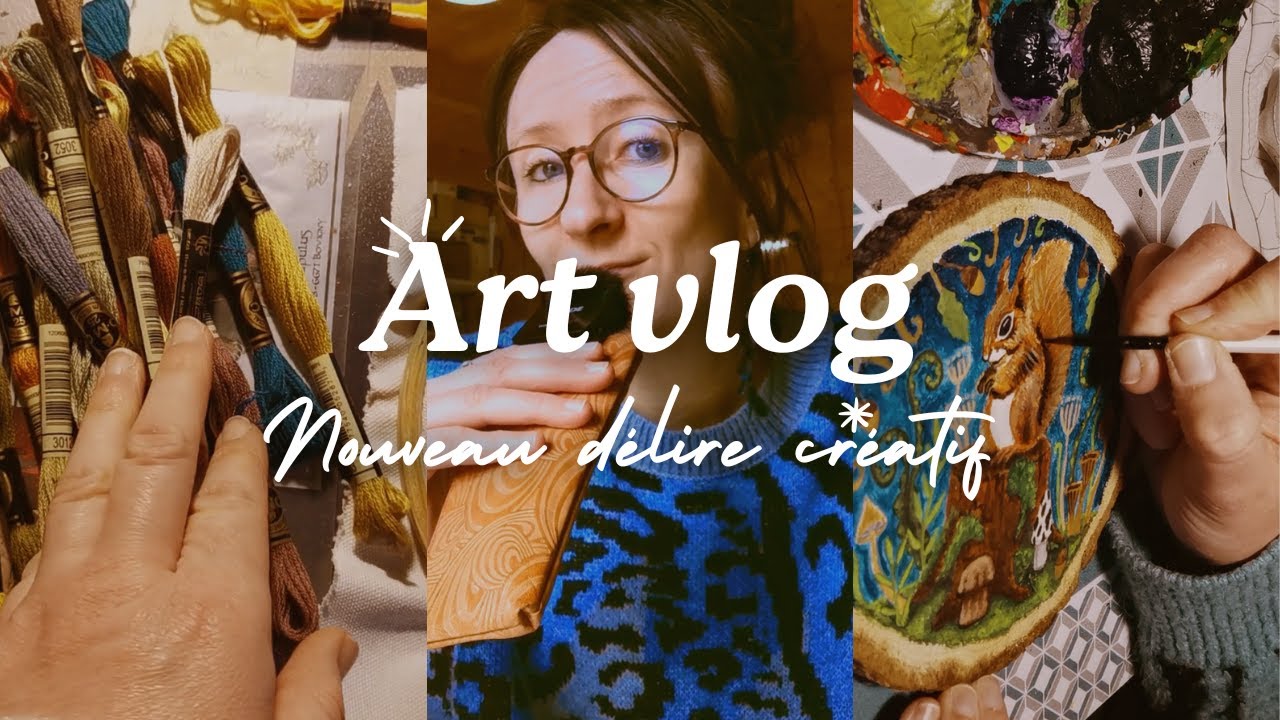 Art vlog 24🖌️peinture sur rondin de bois, broderie, moments en nature, recette de cuisine et jardin