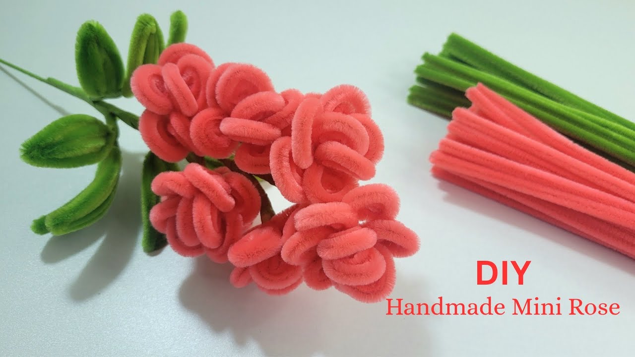 DIY Pipe Cleaner Mini Rose Flowers Easy to Make for Everyone. Handmade Tutorial Tips.