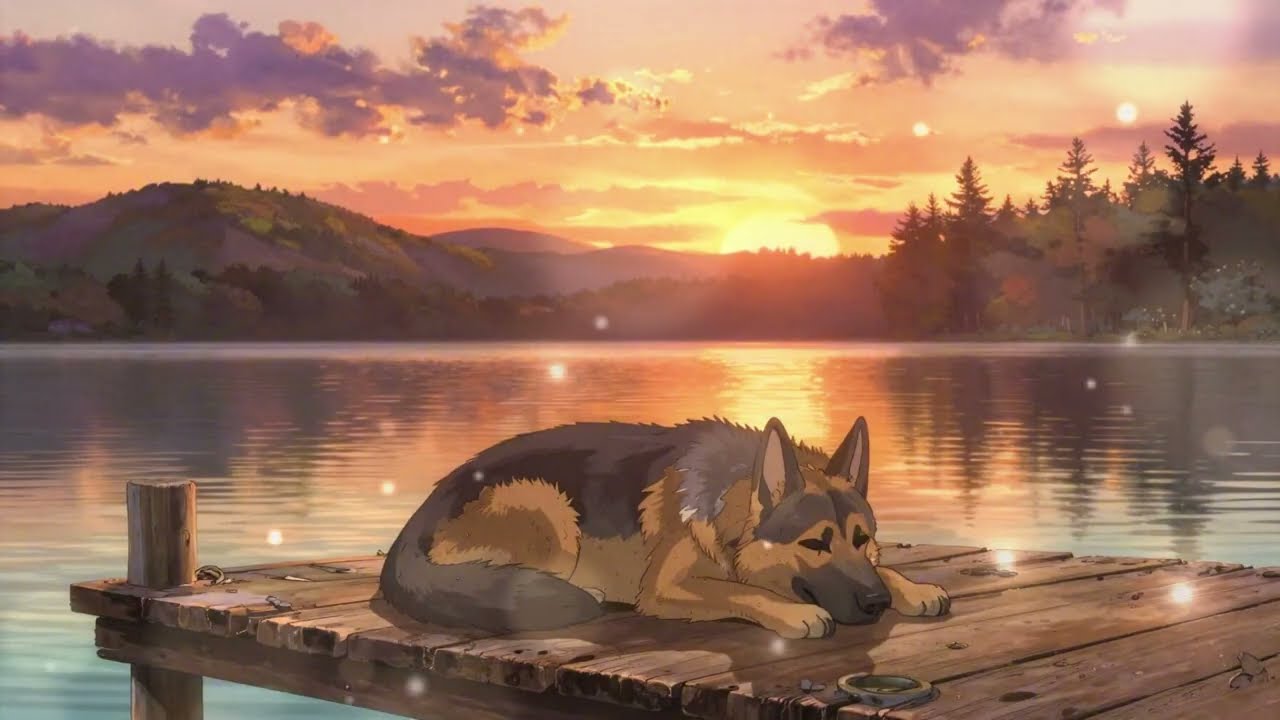 sleepy german shepherd by the lake 🐾 lofi for adhd focus [1 hour]