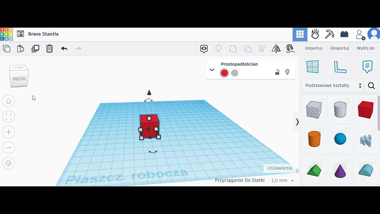 cw1 Tworzenie prostopadłościanu w programie Tinkercad