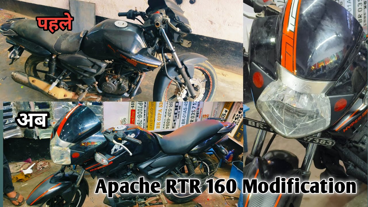 Bs3 की पुरानी अपाची को New  बना दिया 🔥 Apache RTR 160 Modified #apache #stickerpointara #2026 #warp 