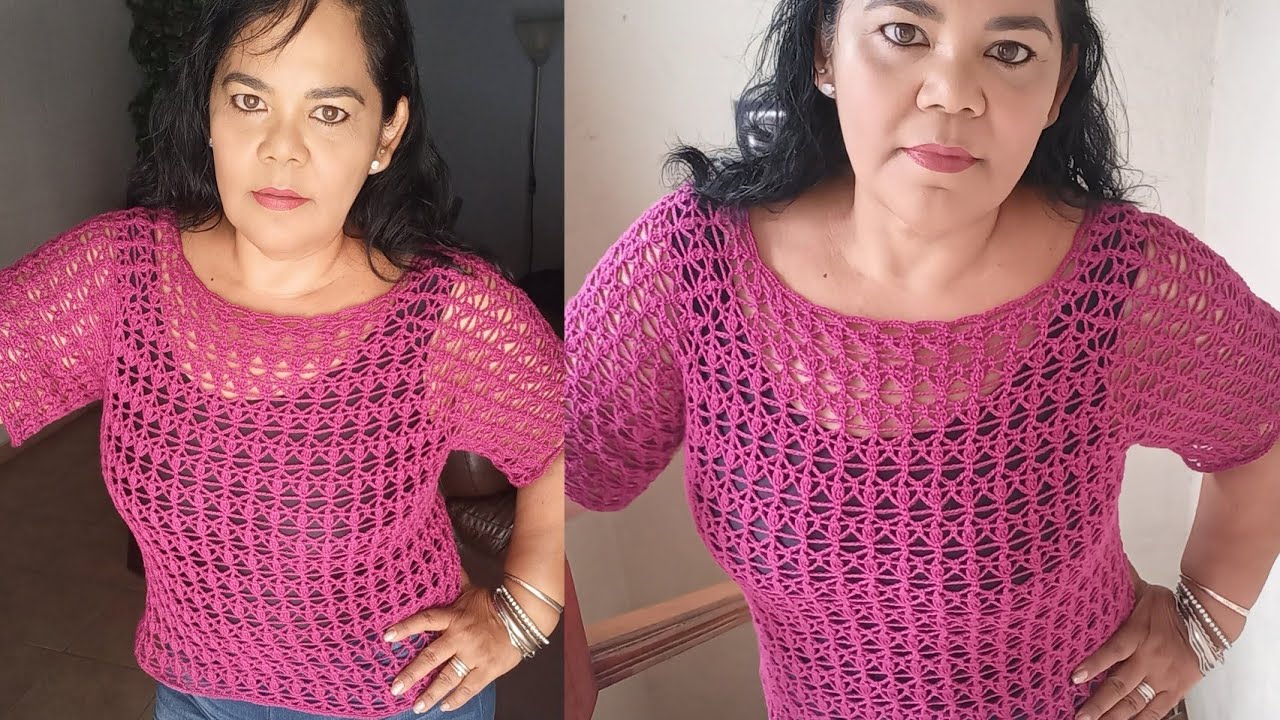 Blusa Magenta a Crochet/parte 2 #blusasnorma #blusascrochet