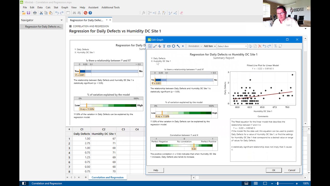 Introduction to Simple Linear Regression using Minitab version 20