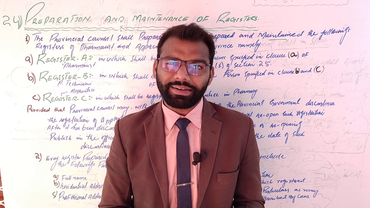 section 24 Preparation and maintenance of Registers Pharmacy act 1967 Forensic laws by Dr.Mehtab Ali