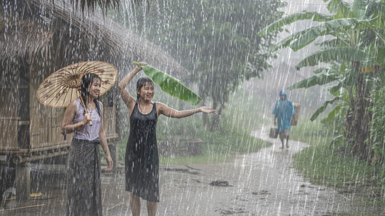 YOU'VE NEVER SEEN A TROPICAL STORM THIS BEFORE🌧 Heavy Rain Hit Indonesian Villages | Sleep Therapy