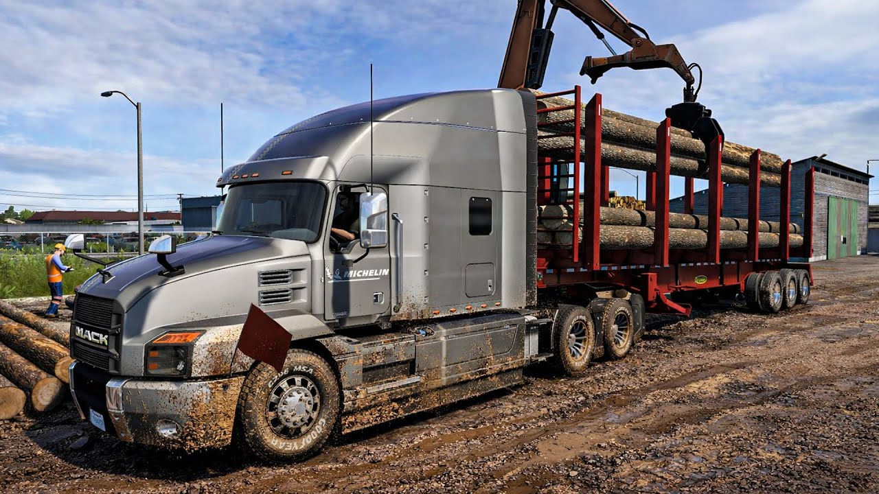Hauling Heavy Logs from Deep Forest to City | Mack Anthem 505HP | American Truck Simulator