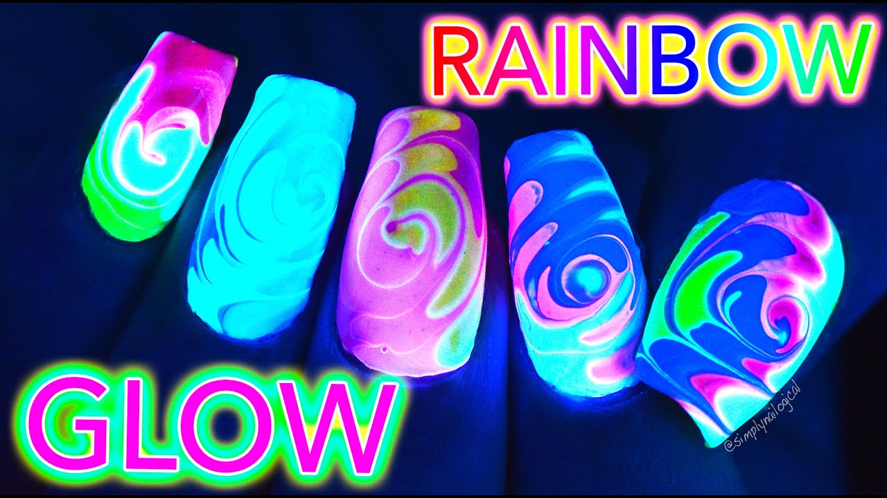 GLOW Rainbow Swirl Nail Art *untz untz*