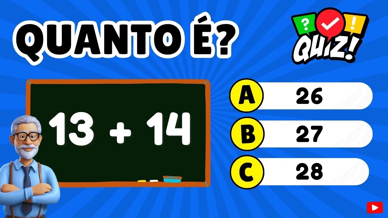 ⭐ Quiz de Matem&aacute;tica B&aacute;sica de Adi&ccedil;&atilde;o #1 [DUVIDO VOC&Ecirc; ACERTAR TUDO]